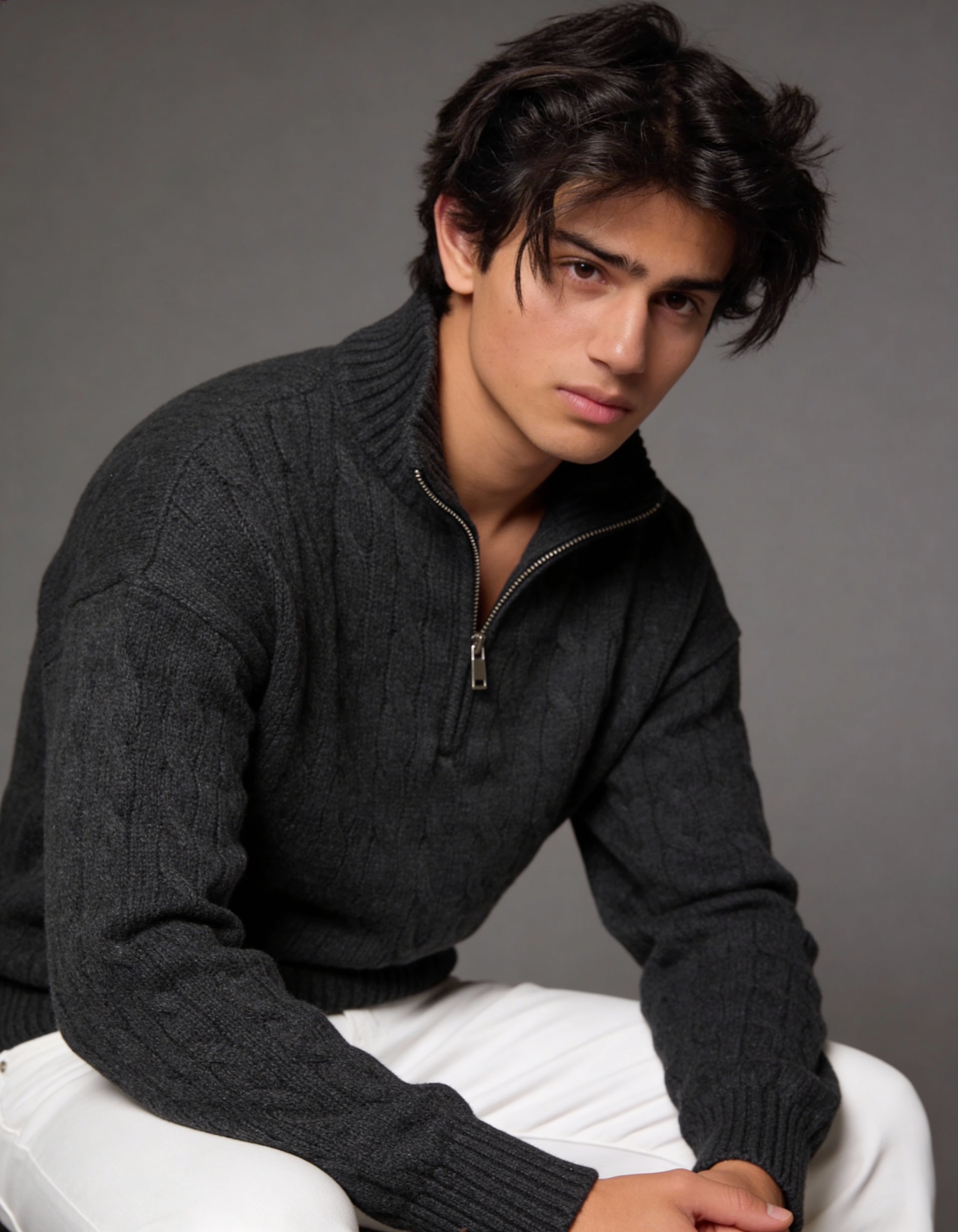 The Montclair Cableknit Sweater - Charcoal Grey (unisex)