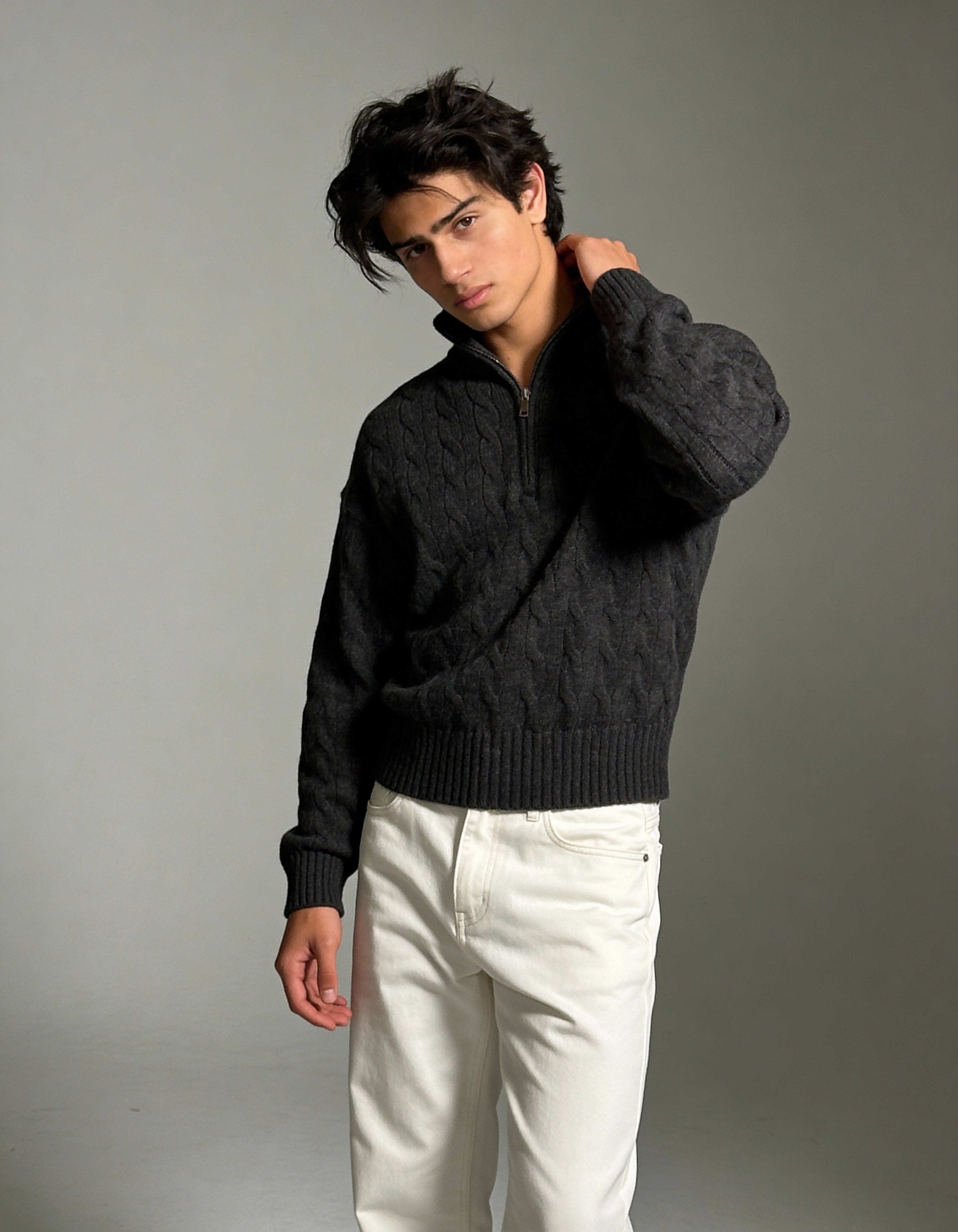 The Montclair Cableknit Sweater - Charcoal Grey (unisex)