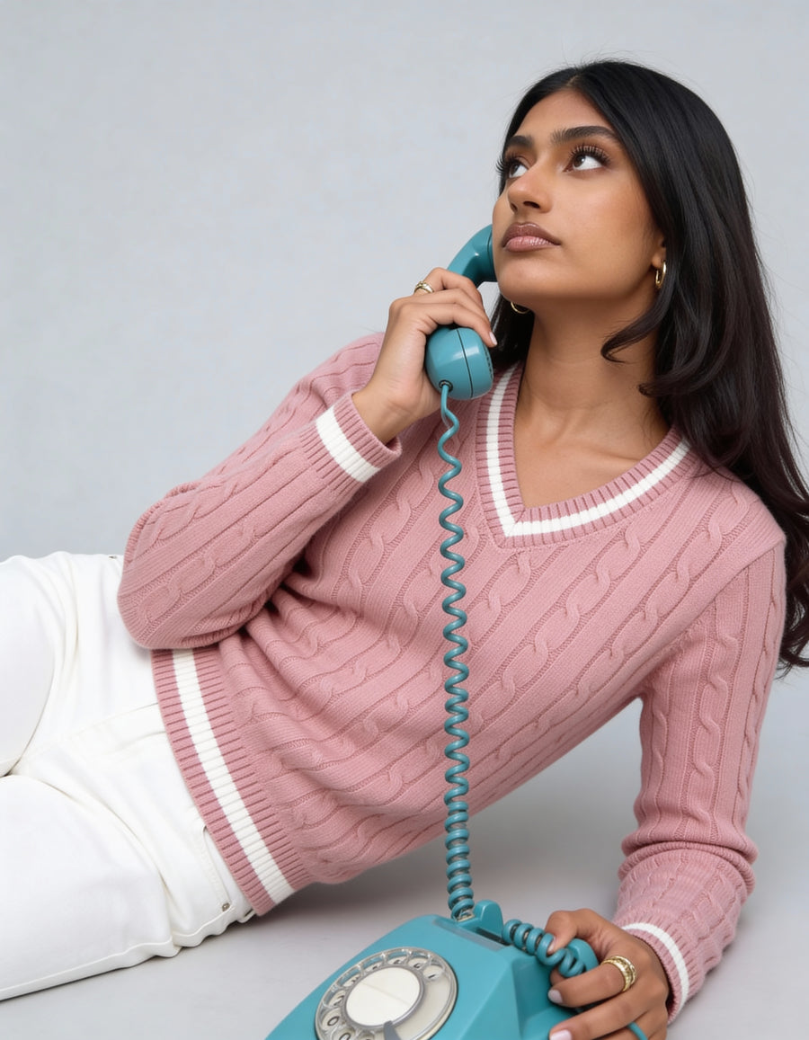 Valeria Women's V-Neck Sweater - Pink - Image 5