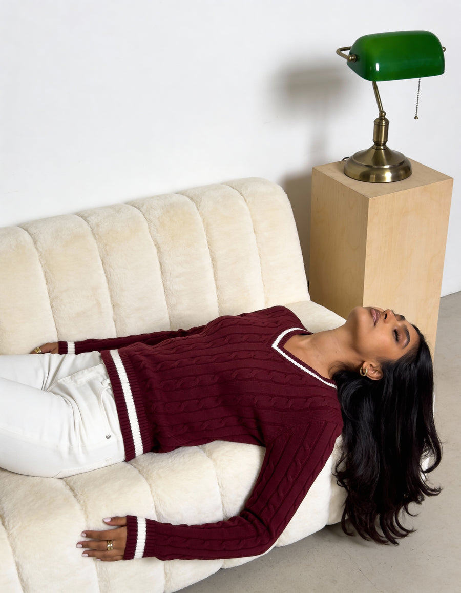 Valeria Women's V-Neck Sweater - Maroon - Image 6