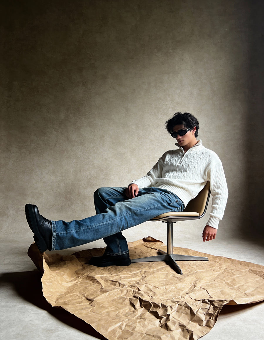 The Montclair Cableknit Sweater - White (unisex) - Image 4