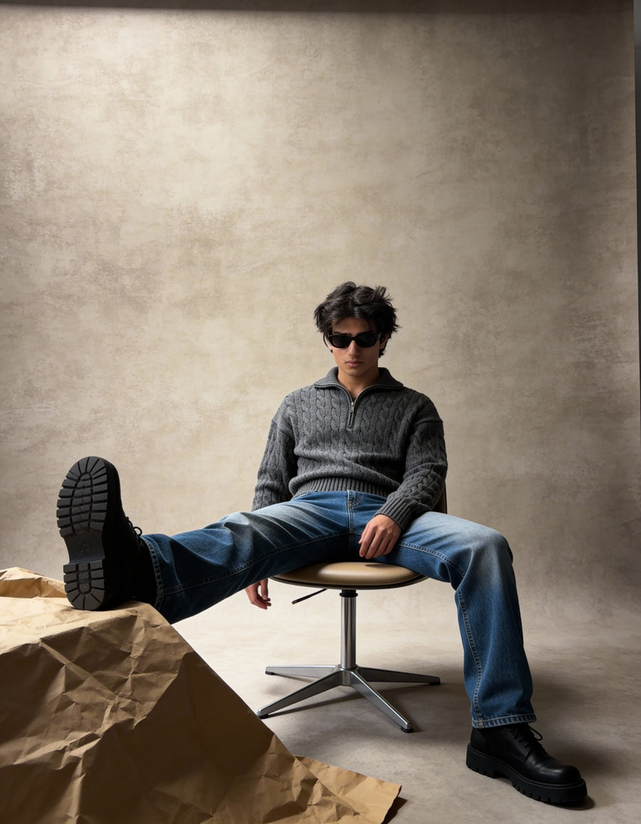 The Montclair Cableknit Sweater - Charcoal Grey (unisex) - Image 7