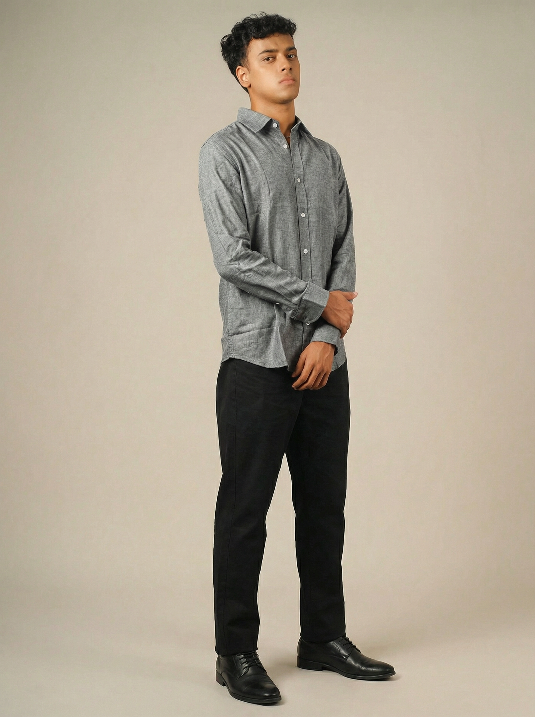 Pure Linen Shirt  -  Grey