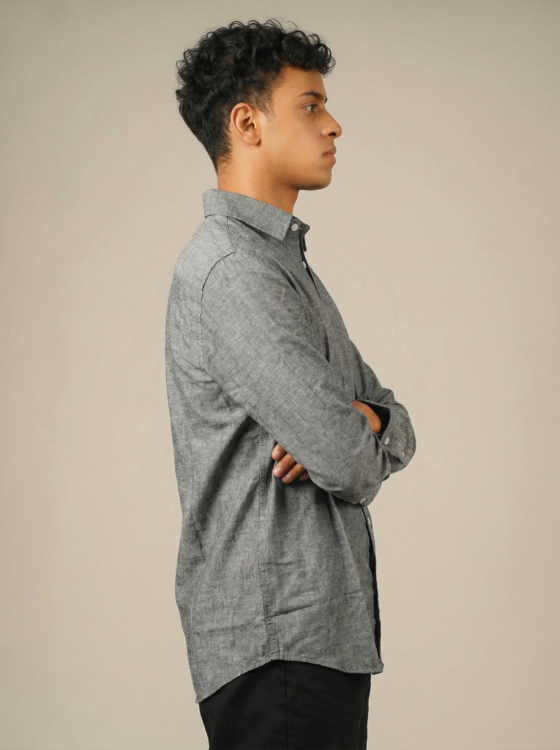 Pure Linen Shirt  -  Grey