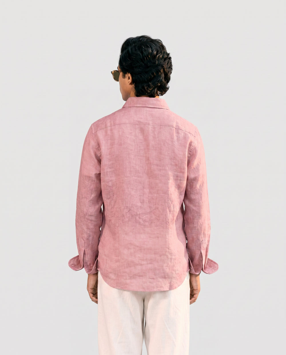 Vivid Pink Linen Shirt with European Collar
