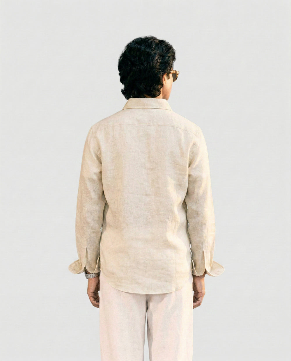 OffWhite Linen Shirt with European Collar