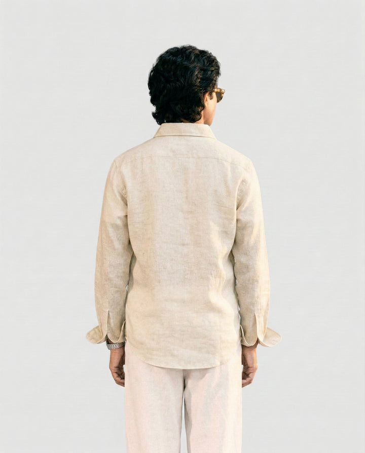 OffWhite Linen Shirt with European Collar