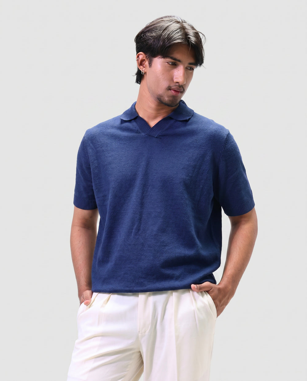 Premium Knit Polo - Navy Blue