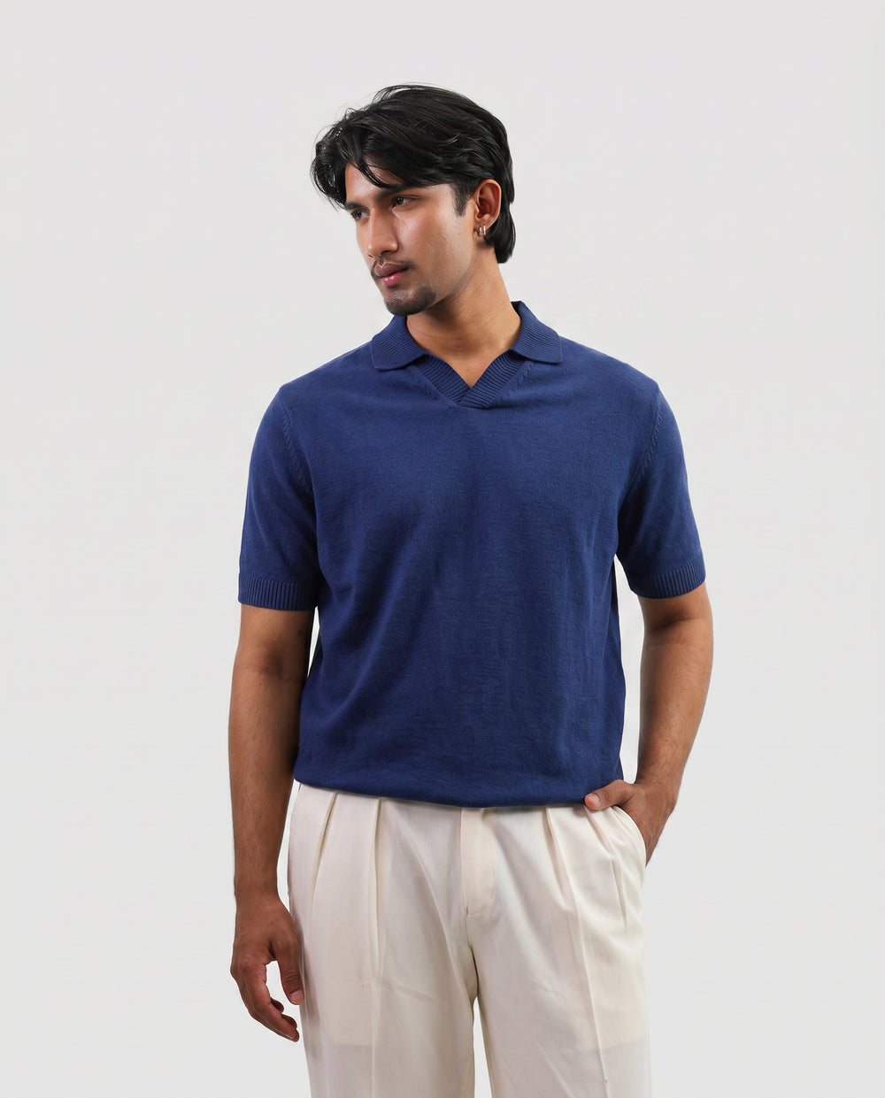 Premium Knit Polo - Navy Blue