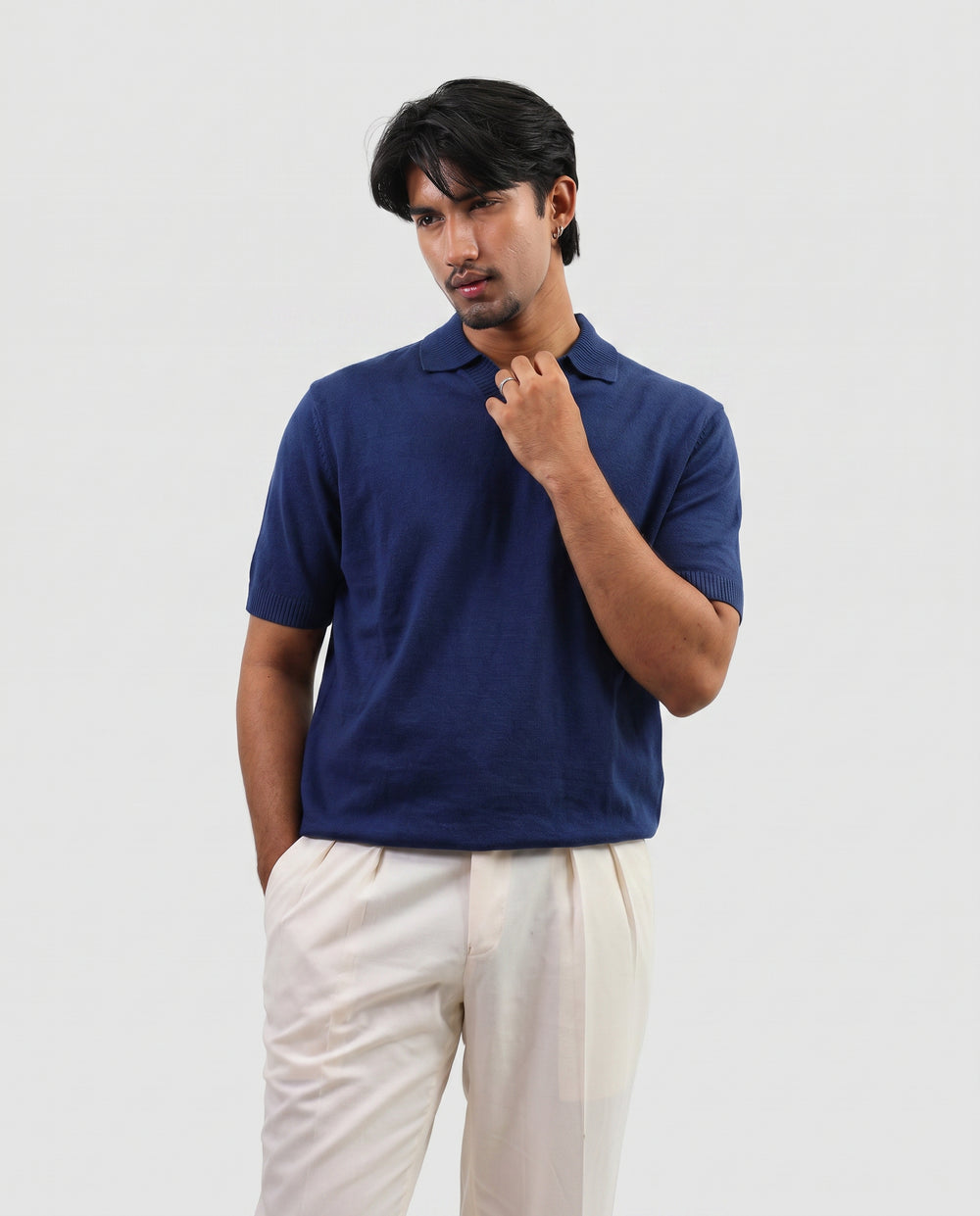 Premium Knit Polo - Navy Blue