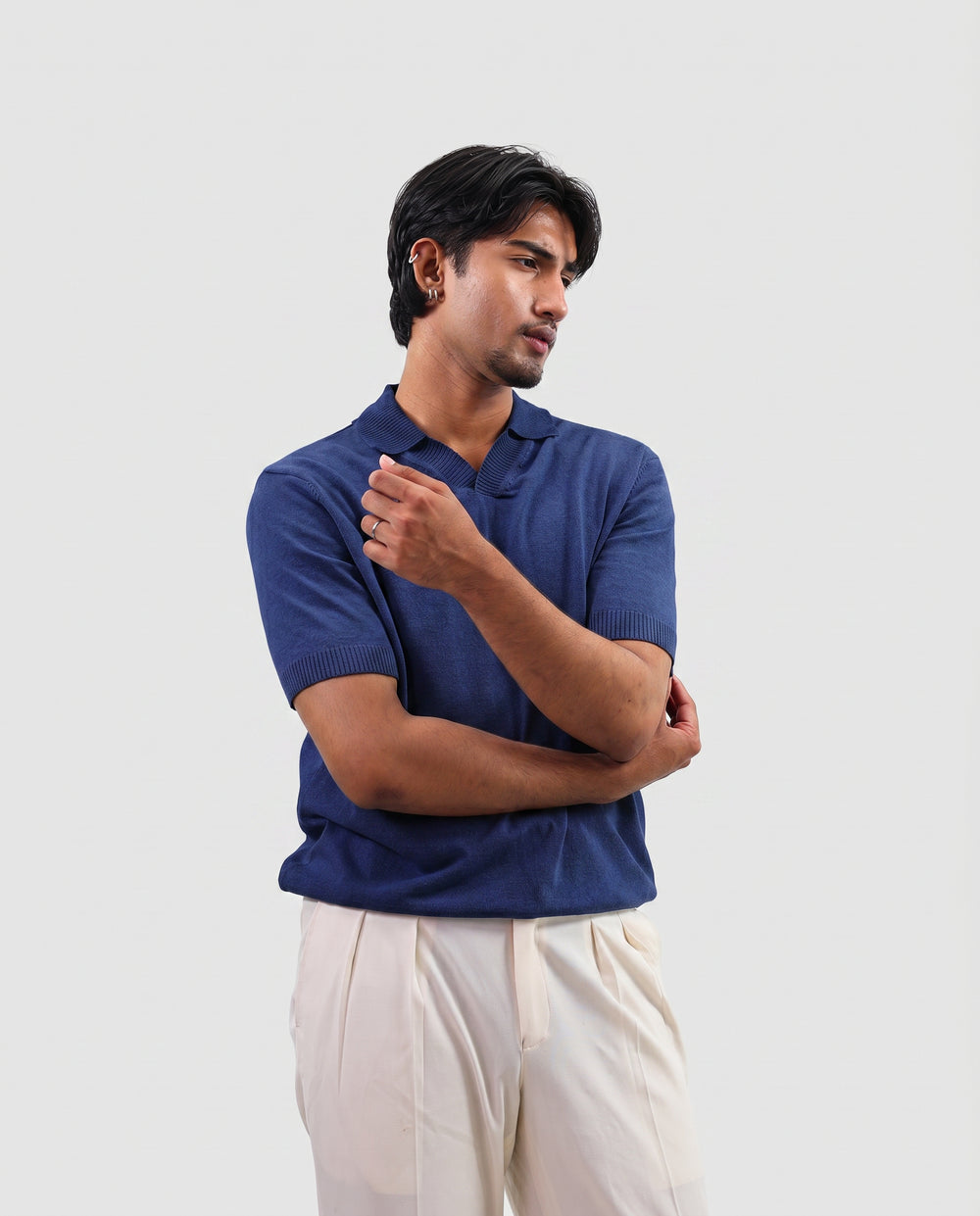 Premium Knit Polo - Navy Blue