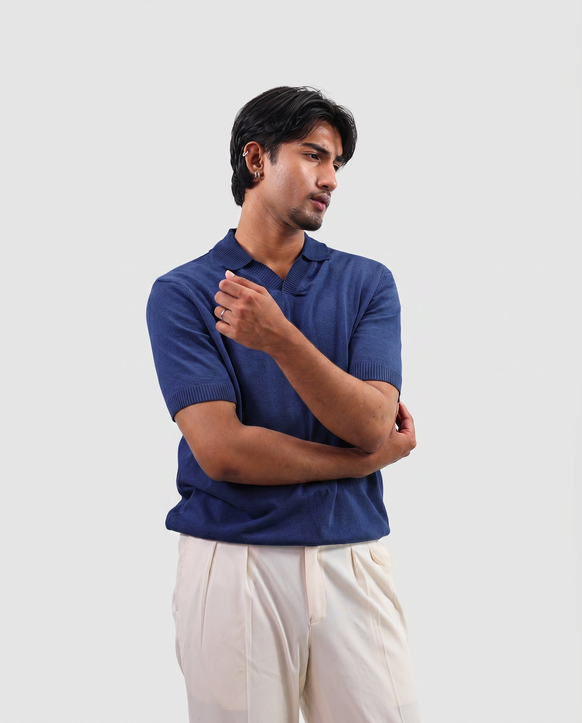 Premium Knit Polo - Navy Blue
