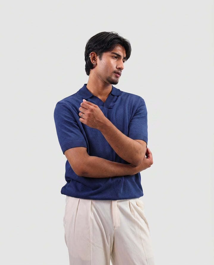Premium Knit Polo - Navy Blue