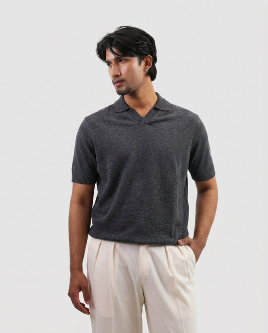 Premium Knit Polo - Charcoal Grey
