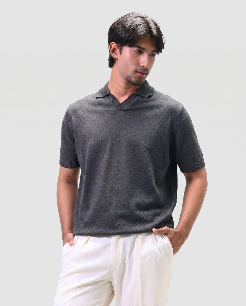 Premium Knit Polo - Charcoal Grey