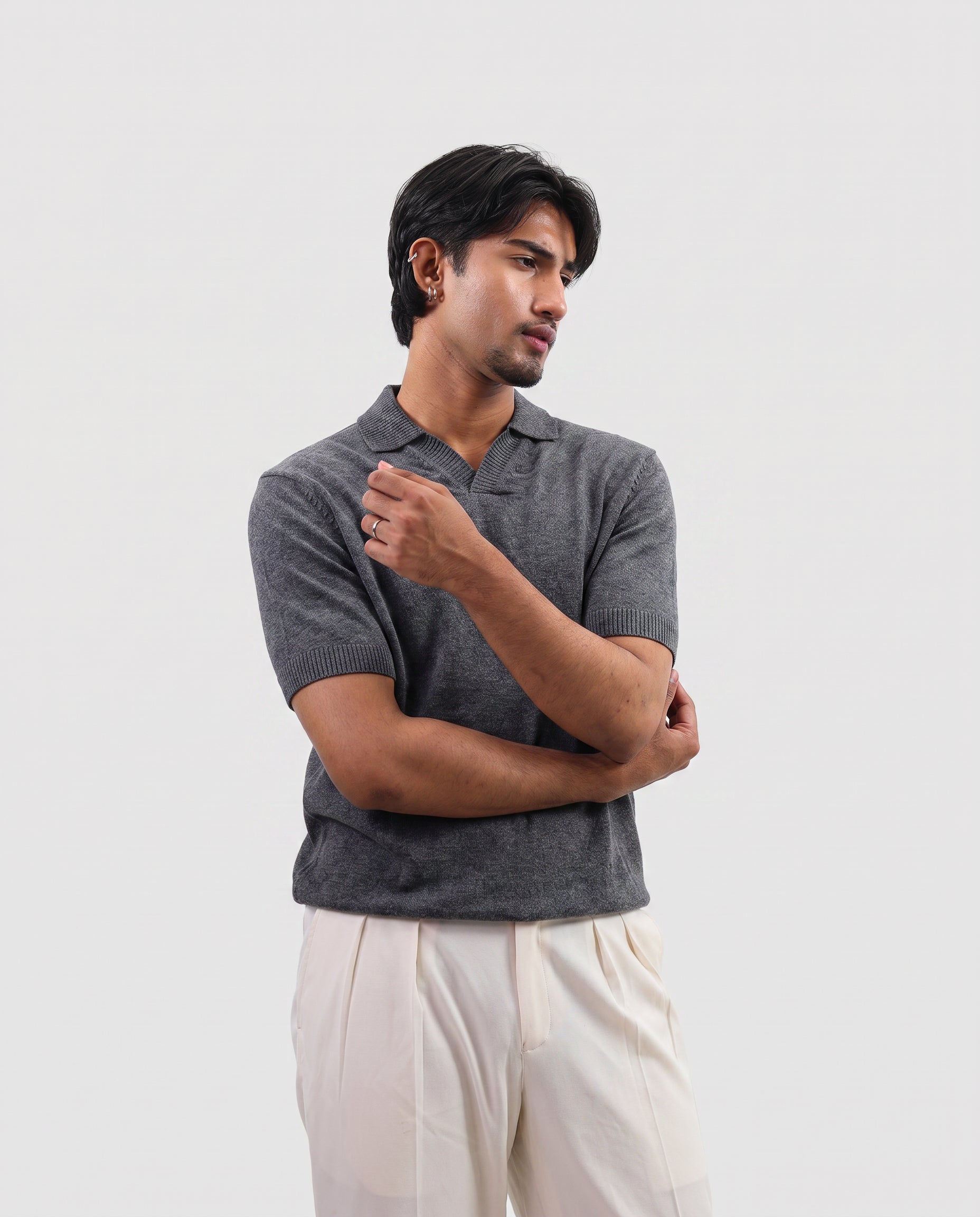 Premium Knit Polo - Charcoal Grey