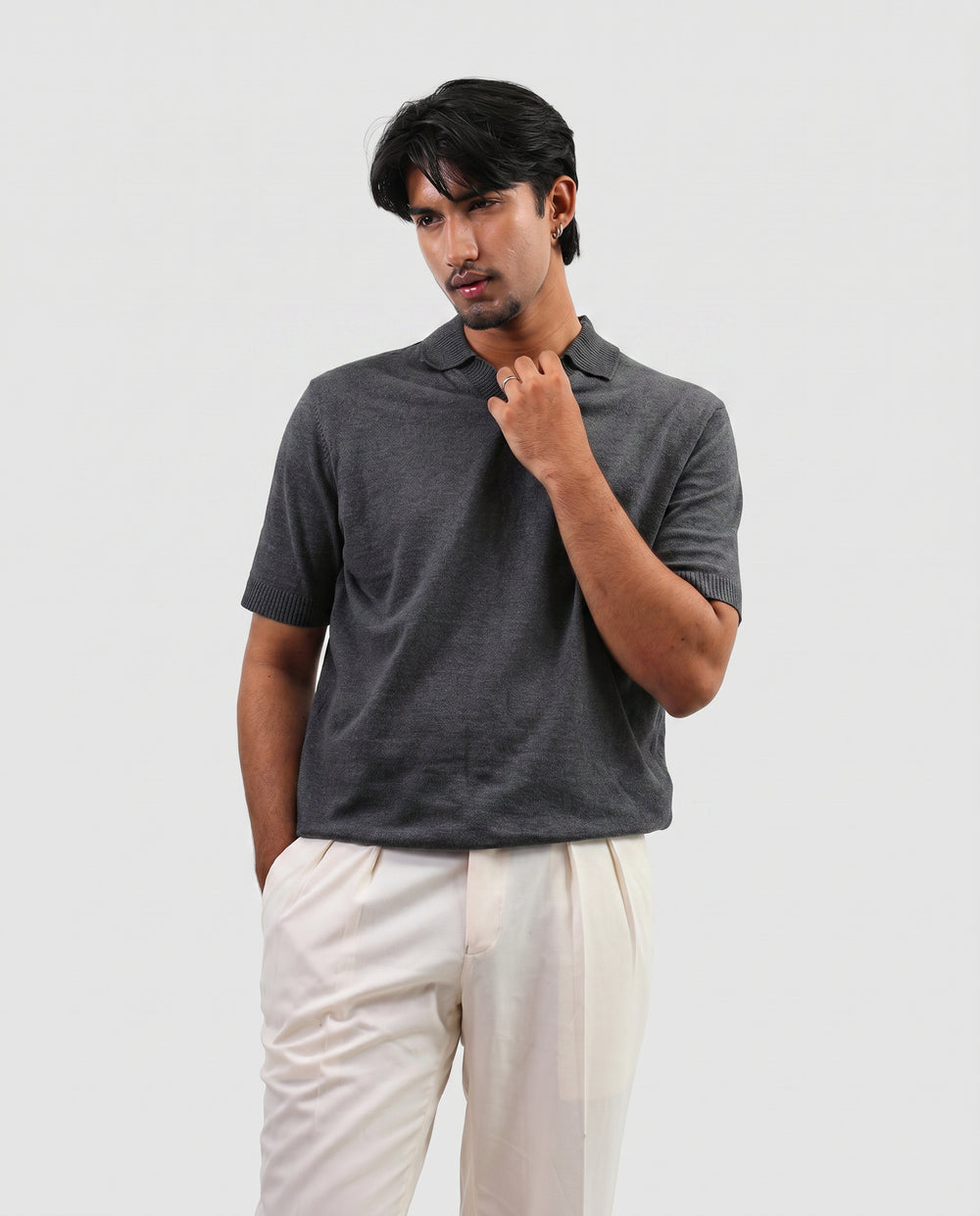 Premium Knit Polo - Charcoal Grey