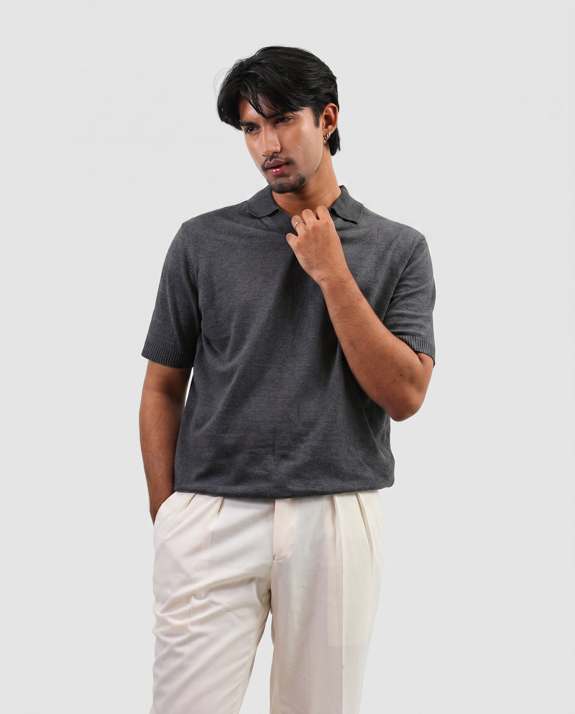 Premium Knit Polo - Charcoal Grey